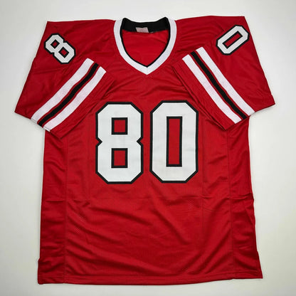 Autographed Andre Rison Atlanta Red Football Jersey Beckett BAS COA | Authenticated Signed Sports Jersey | vintageantiquesgifts.com