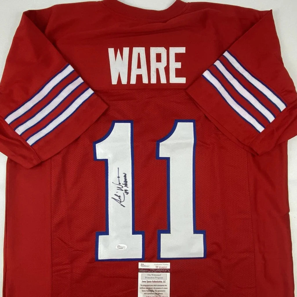 Autographed Andre Ware 89 Heisman Houston Red College Football Jersey JSA COA | Certified Authentic Signed Memorabilia | vintageantiquesgifts.com