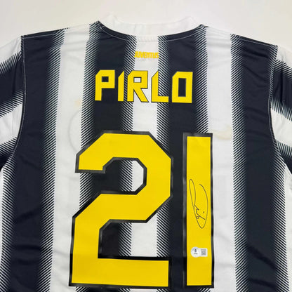 Autographed Andrea Pirlo Juventus White Soccer Jersey Beckett BAS COA | Certified Authentic Signed Memorabilia | vintageantiquesgifts.com