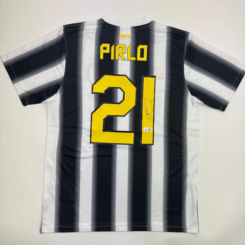 Autographed Andrea Pirlo Juventus White Soccer Jersey Beckett BAS COA | Hall of Fame Sports Memorabilia | vintageantiquesgifts.com