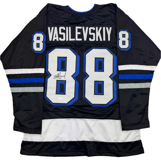 Autographed Andrei Vasilevskiy Tampa Bay Black Hockey Jersey JSA COA | Hall of Fame Sports Memorabilia | vintageantiquesgifts.com