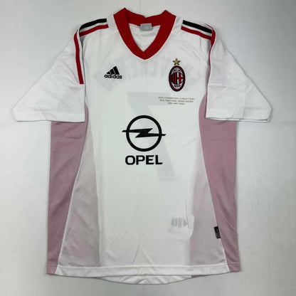 Autographed andriy shevchenko ac milan white soccer jersey with red accents adidas logo and opel sponsorship