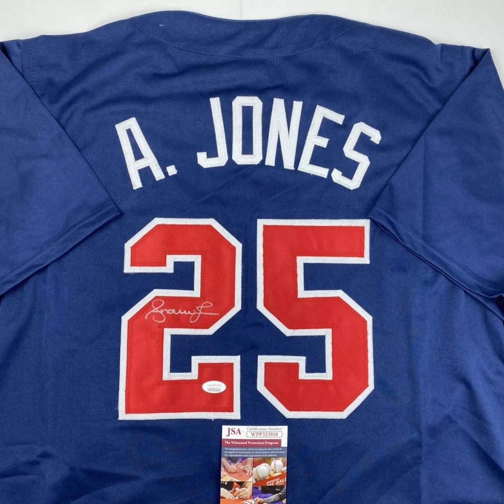 Autographed Andruw Jones Atlanta Blue Baseball Jersey JSA COA | Certified Authentic Signed Memorabilia | vintageantiquesgifts.com