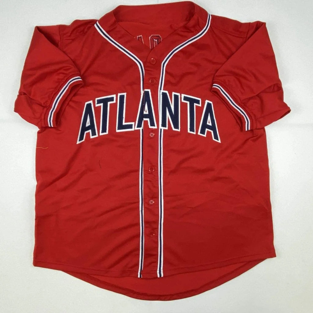 Autographed Andruw Jones red Atlanta Braves custom jersey, professional sports