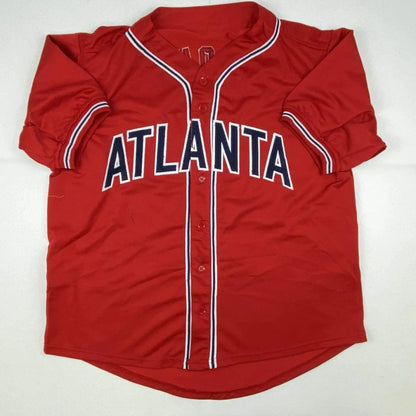 Autographed Andruw Jones red Atlanta Braves custom jersey, professional sports