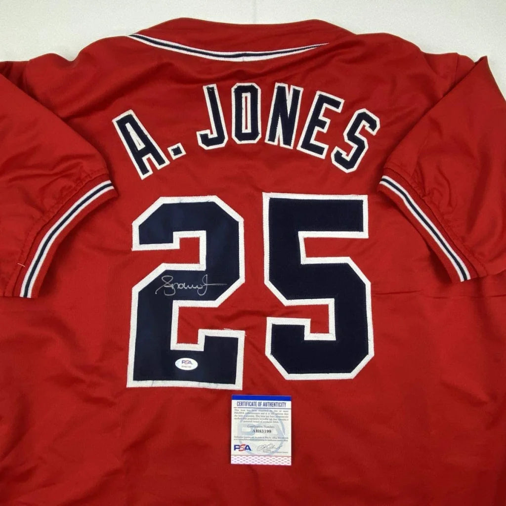 Autographed Andruw Jones Atlanta Braves red custom jersey, PSA/DNA COA