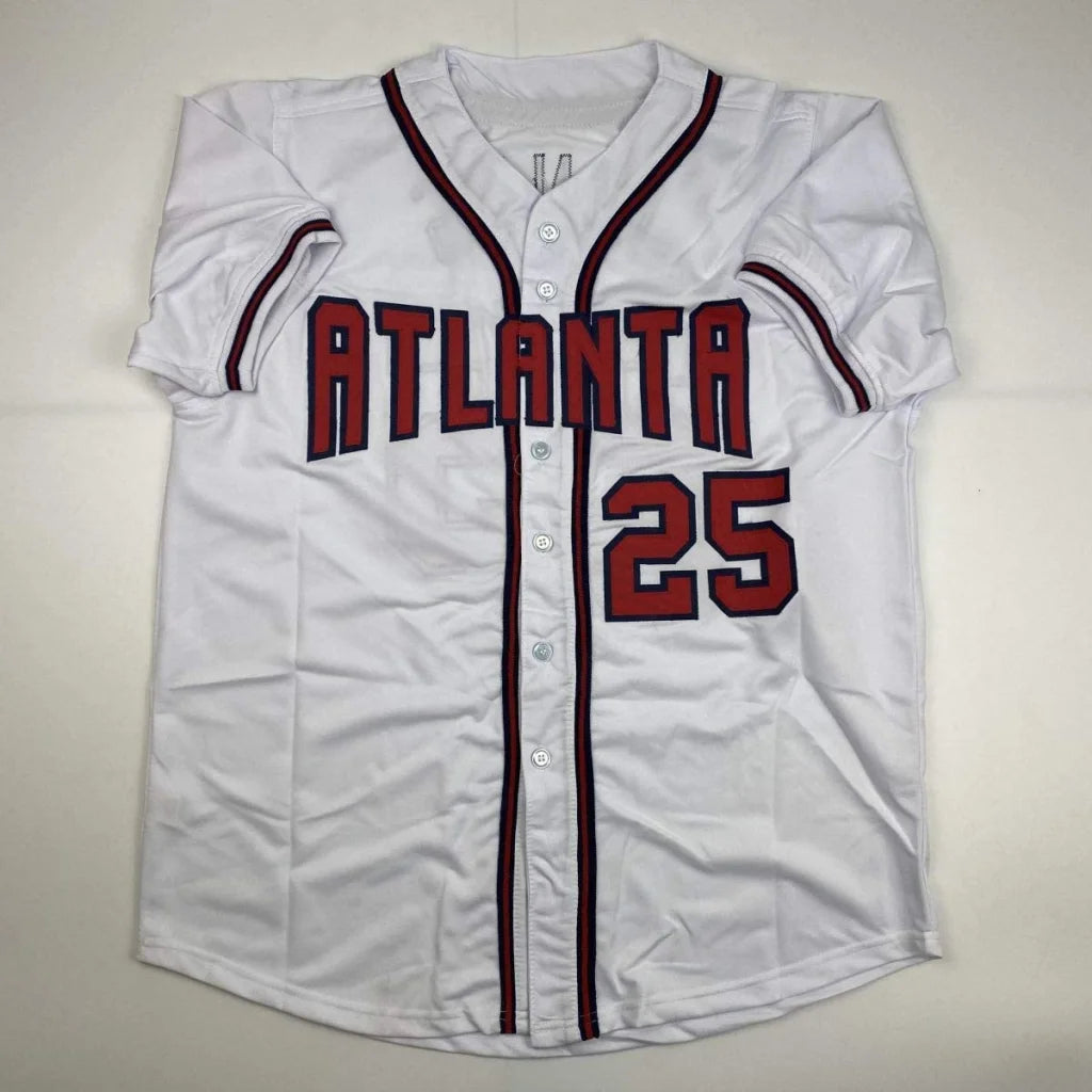 White custom jersey with ATLANTA 25 number for professional sports league fans