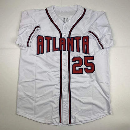 White custom jersey with ATLANTA 25 number for professional sports league fans