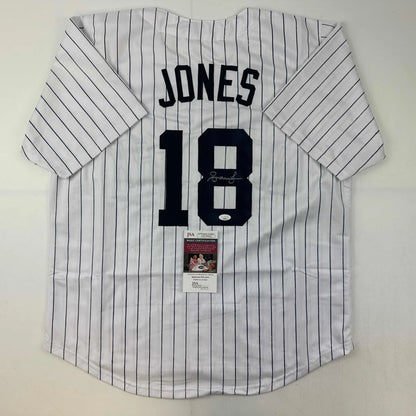 Autographed Andruw Jones New York Pinstripe Baseball Jersey JSA COA | Hall of Fame Sports Memorabilia | vintageantiquesgifts.com