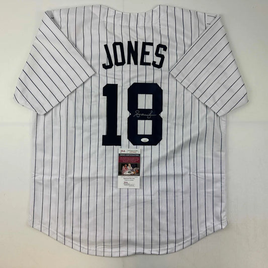 Autographed Andruw Jones New York Pinstripe Baseball Jersey JSA COA | Hall of Fame Sports Memorabilia | vintageantiquesgifts.com
