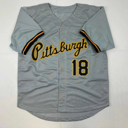 Autographed Andy Van Slyke gray Pittsburgh Pirates custom jersey number 18