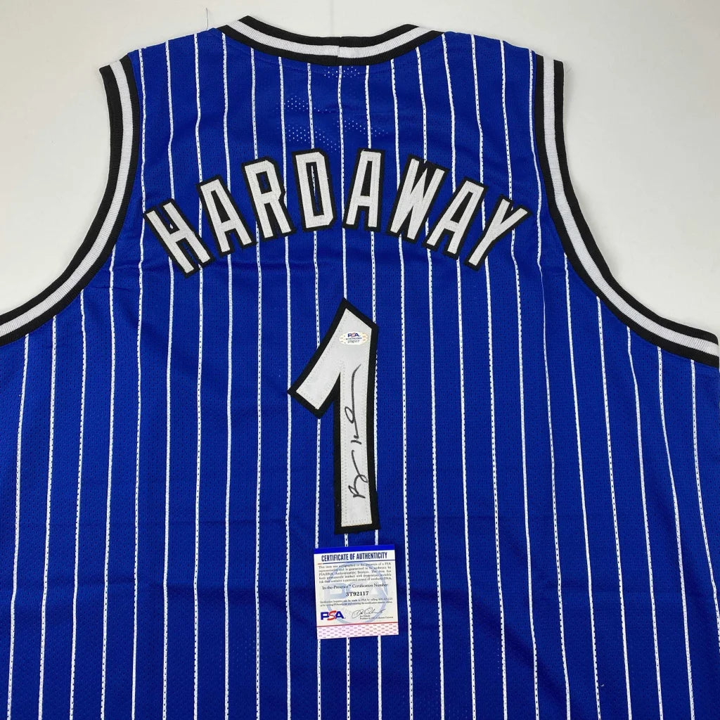 Autographed Anfernee Penny Hardaway Orlando Blue Pinstripe Basketball Jersey PSA/DNA COA | Certified Authentic Signed Memorabilia | vintageantiquesgifts.com