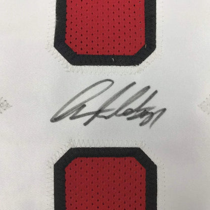 Red and black mesh jersey number patch with stitched signature on autographed anquan boldin arizona custom jersey professional sports league