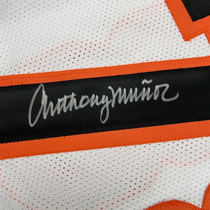Autographed Anthony Munoz Cincinnati White Football Jersey Beckett BAS COA | Authenticated Signed Sports Jersey | vintageantiquesgifts.com