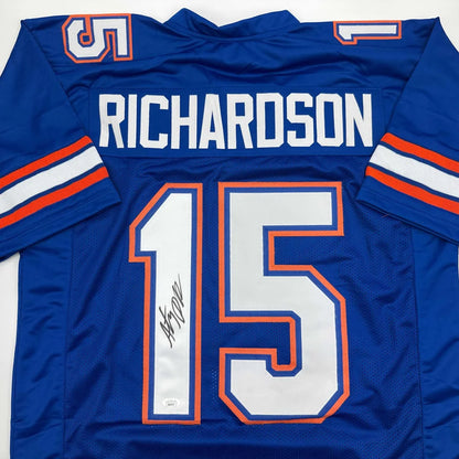Autographed Anthony Richardson Florida Blue College Football Jersey JSA COA | Certified Authentic Signed Memorabilia | vintageantiquesgifts.com