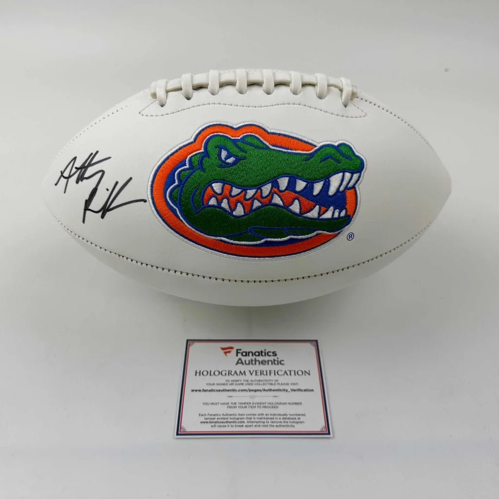 Autographed Anthony Richardson Florida Gators white leather football with embroidered logo