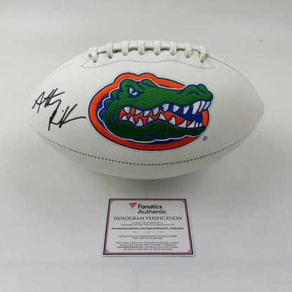 Autographed Anthony Richardson Florida Gators white leather football with embroidered logo