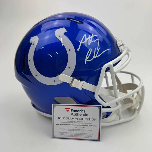Anthony Richardson Indianapolis Colts mini helmet with autograph and Fanatics hologram verification