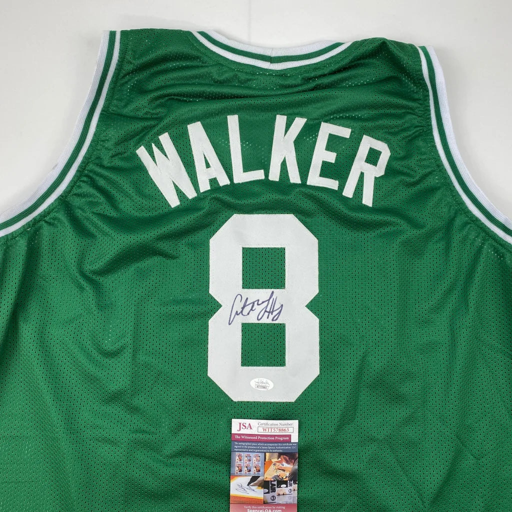 Green Kemba Walker custom jersey signed, perfect for professional sports fans