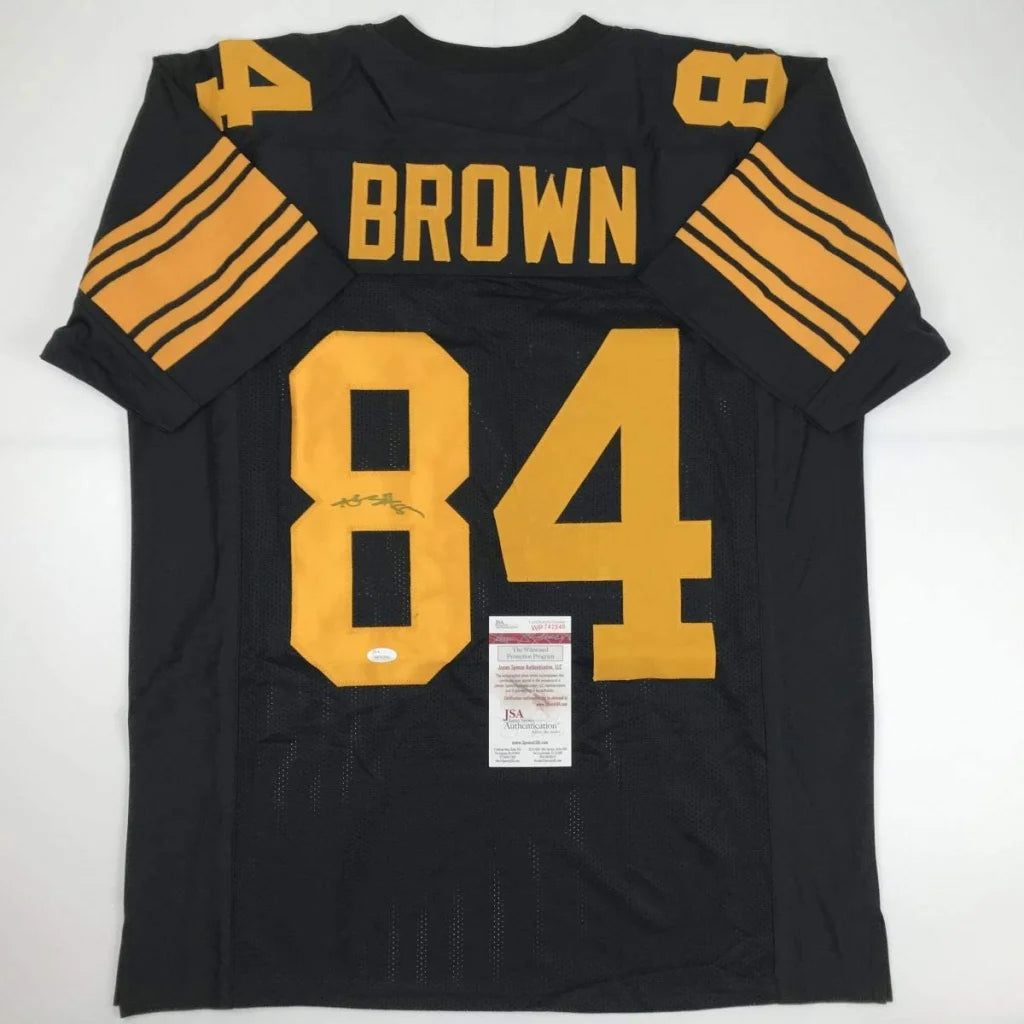Black Antonio Brown Pittsburgh custom jersey signed with JSA COA for authentic collectible vibe