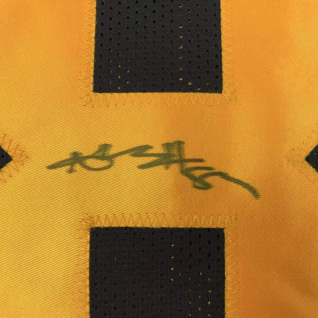 Autographed Antonio Brown Pittsburgh custom jersey with JSA COA in gold and black