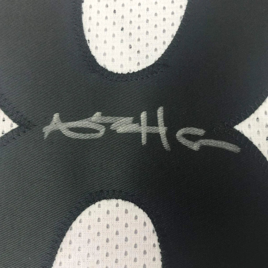 Autographed Antonio Brown Pittsburgh white custom jersey black white mesh fabric