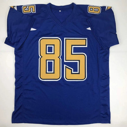 Blue and gold custom jersey with number 85 from professional sports league collection