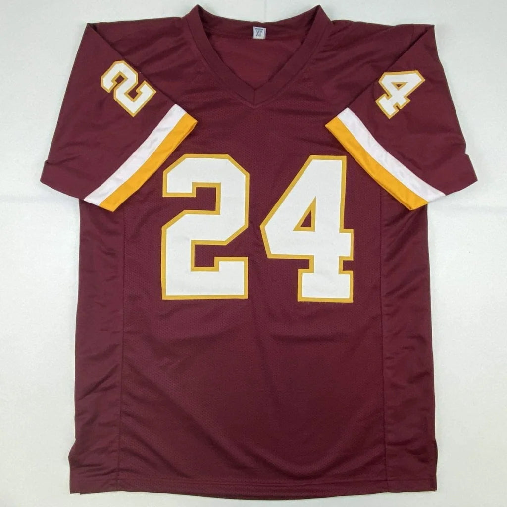 Autographed antonio gibson washington burgundy football custom jersey with white and gold numerals and v-neck collar for professional sports league fans