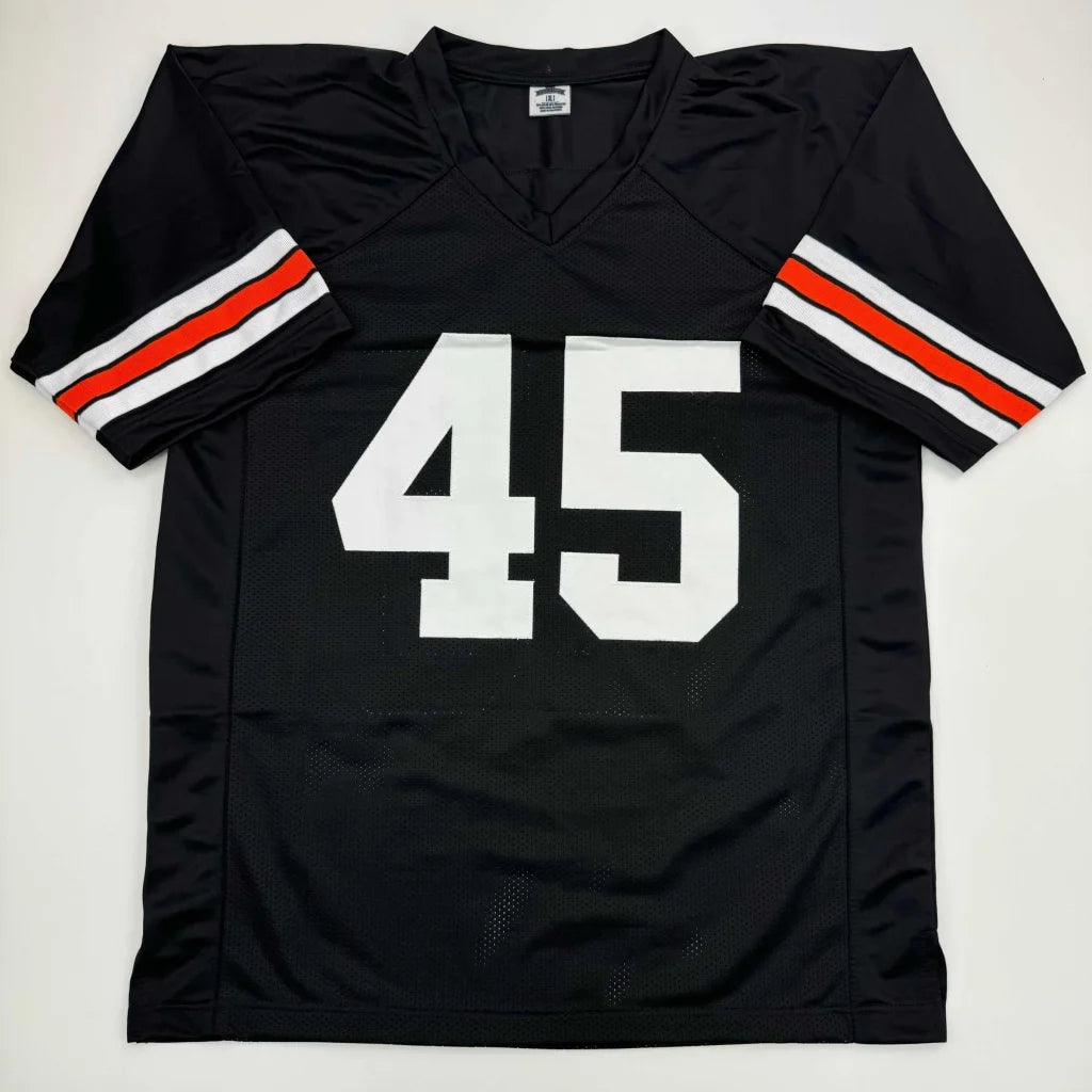 Black custom jersey with white and orange stripes and 45 for professional sports fans