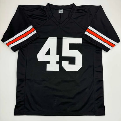 Black custom jersey with white and orange stripes and 45 for professional sports fans