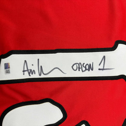 Red Voorhees 13 jersey with third party authentication and black trim