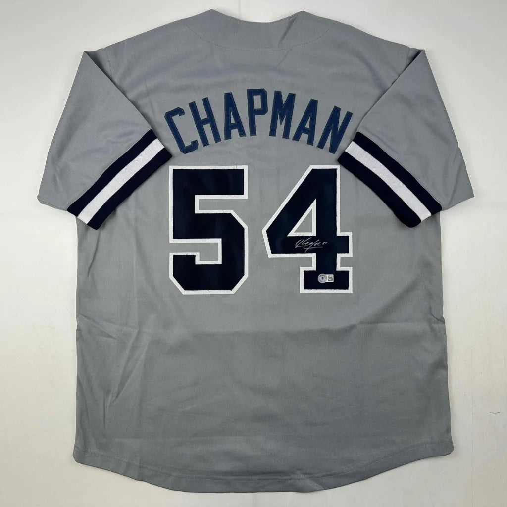 Gray custom jersey with Chapman 54 autograph for professional sports fans