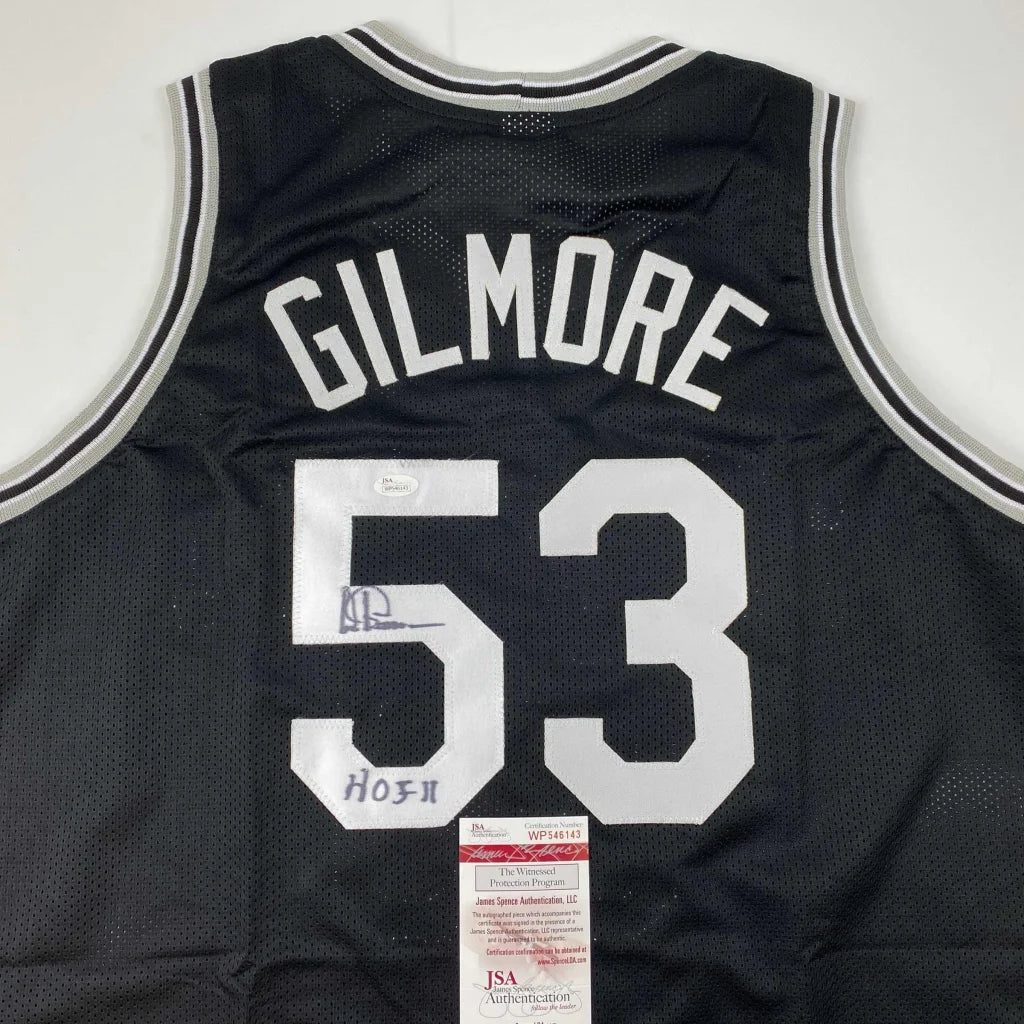 Autographed Artis Gilmore HOF black mesh custom jersey back, Gilmore 53