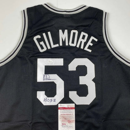 Autographed Artis Gilmore HOF black mesh custom jersey back, Gilmore 53