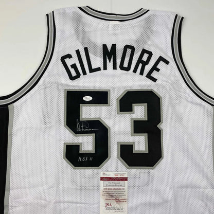 Autographed Artis Gilmore HOF 11 San Antonio White Basketball Jersey JSA COA | Certified Authentic Signed Memorabilia | vintageantiquesgifts.com