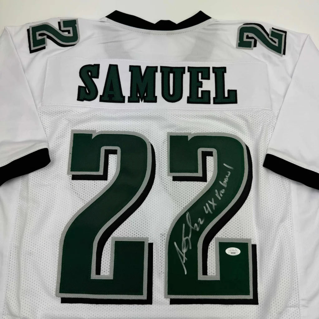 White custom jersey with SAMUEL 22 for professional sports league fans