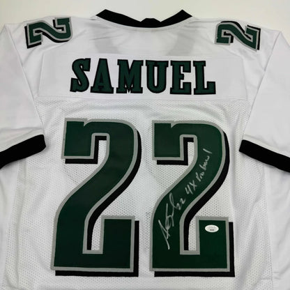 White custom jersey with SAMUEL 22 for professional sports league fans