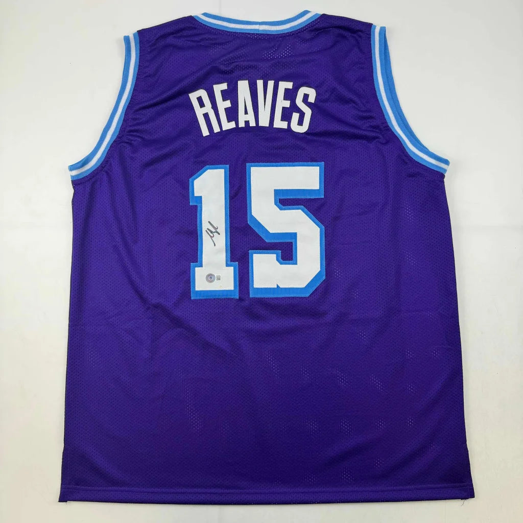 Purple and light blue professional sports custom jersey with REAVES 15 for sports league fans