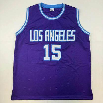 Purple custom sports league jersey with light blue and white trim for professional sports