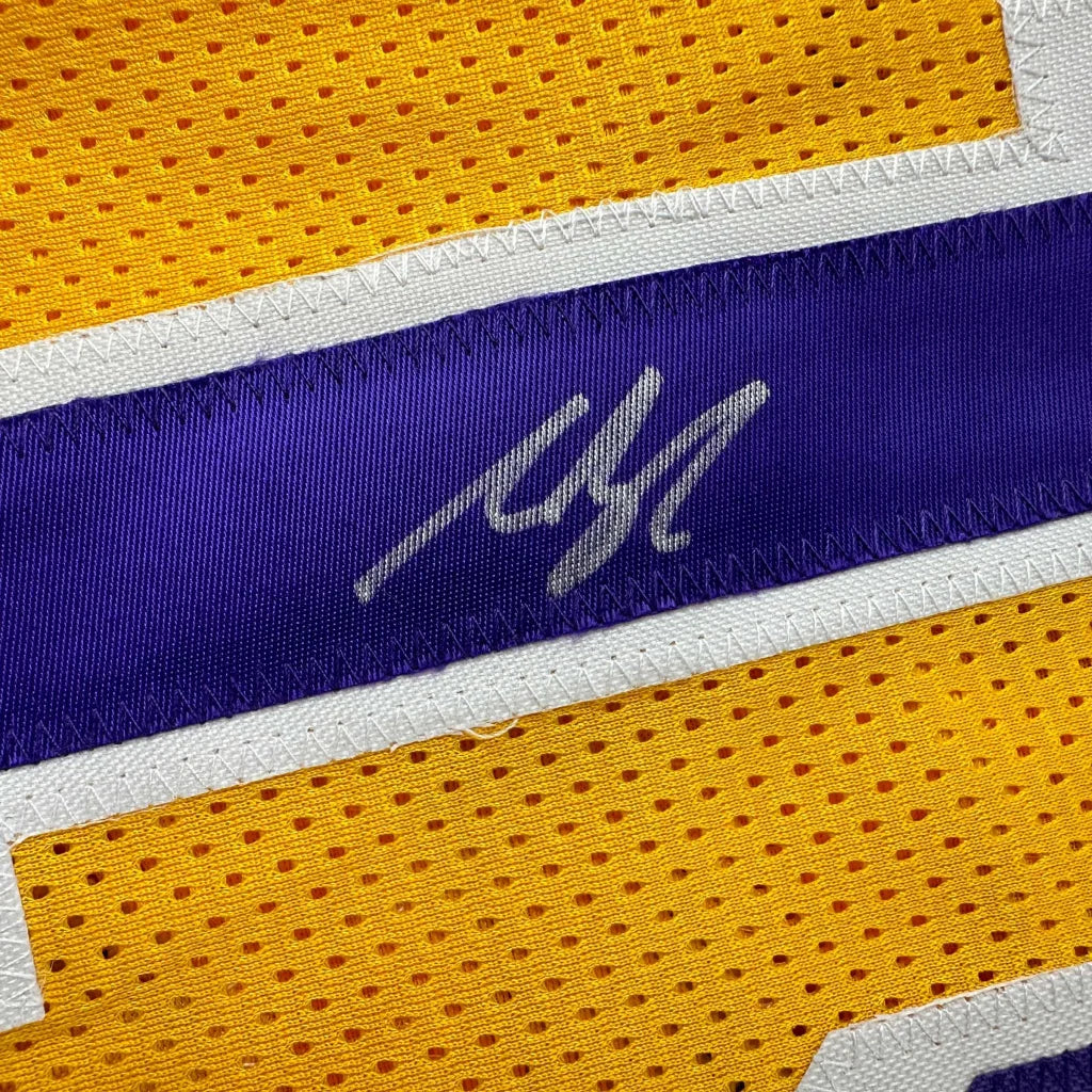 Autographed Austin Reaves signature on yellow LA custom jersey Beckett COA