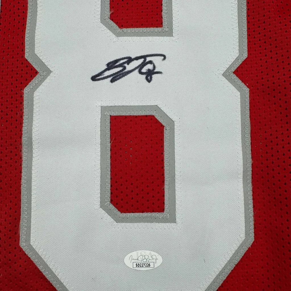 Signed Arizona Red custom jersey with number 80 and JSA COA authenticity
