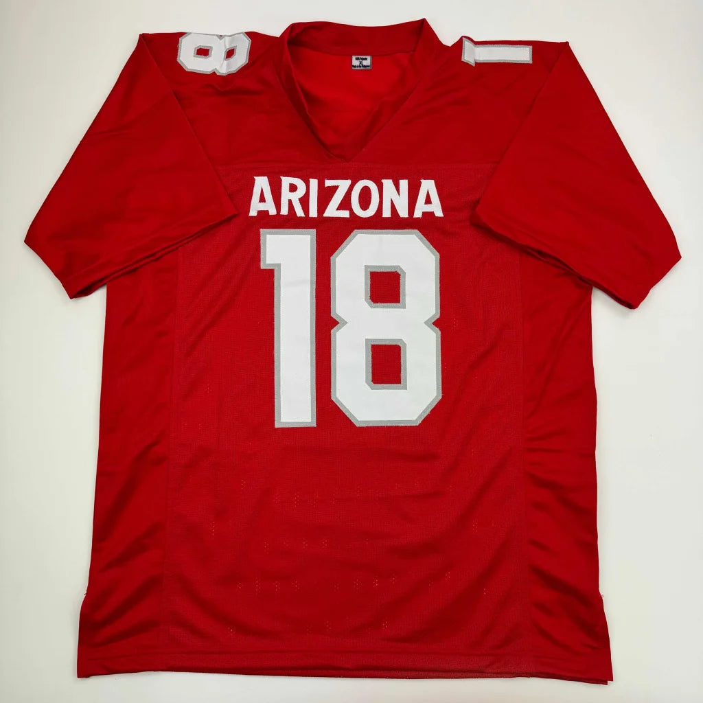 Signed Arizona Red Number 80 custom jersey with JSA COA authentic display