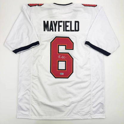 Autographed Baker Mayfield custom jersey in Tampa Bay frame