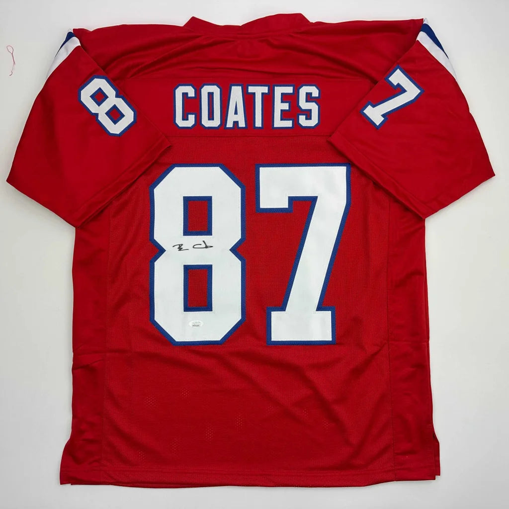 Autographed Ben Coates New England Patriots red custom jersey, number 87