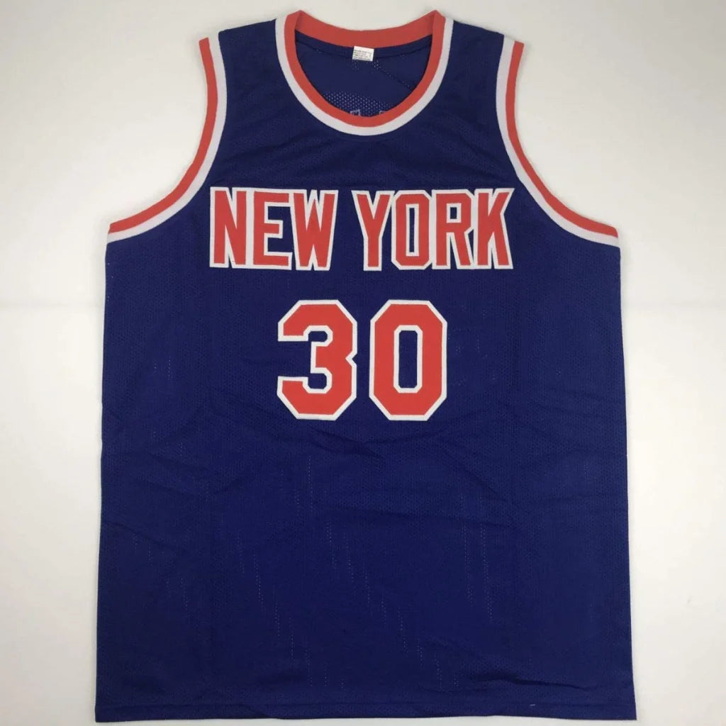 Blue and red custom jersey with NEW YORK and 30 for professional sports Beckett BAS COA