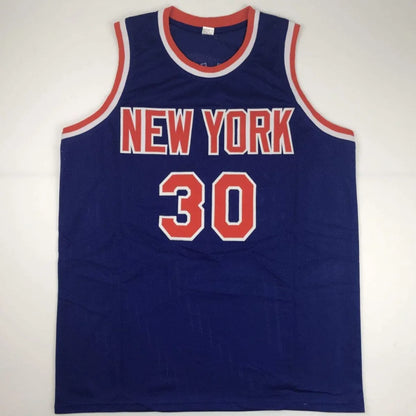 Blue and red custom jersey with NEW YORK and 30 for professional sports Beckett BAS COA