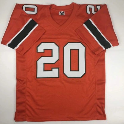 Autographed bernie kosar miami orange custom jersey with bold white and black numerals for professional sports league