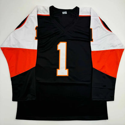 Autographed Bernie Parent Philadelphia Black Hockey Jersey JSA COA | Authenticated Signed Sports Jersey | vintageantiquesgifts.com