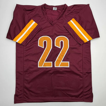 Autographed Bill Jacory Croskey-Merritt Washington custom jersey, maroon gold number 22