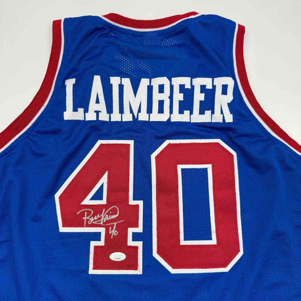 Autographed Bill Laimbeer Detroit Blue Basketball Jersey JSA COA | Certified Authentic Signed Memorabilia | vintageantiquesgifts.com
